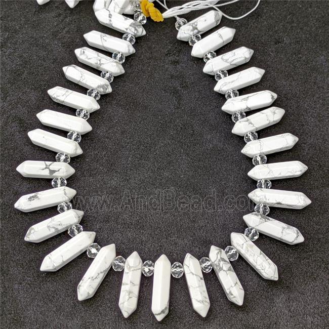 White Howlite Turquoise Prism Beads Point