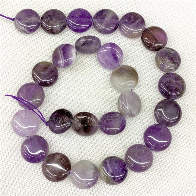 Natural Purple Amethyst Coin Beads