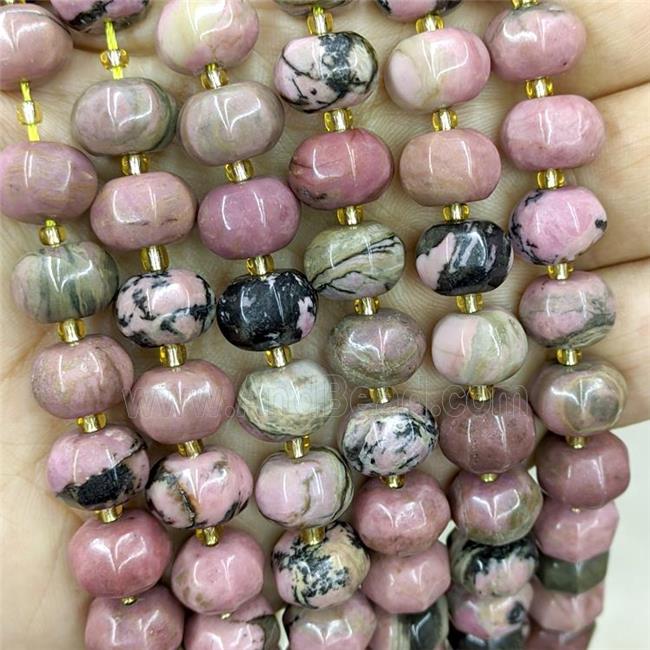 Natural Chinese Rhodonite Pumpkin Beads Pink