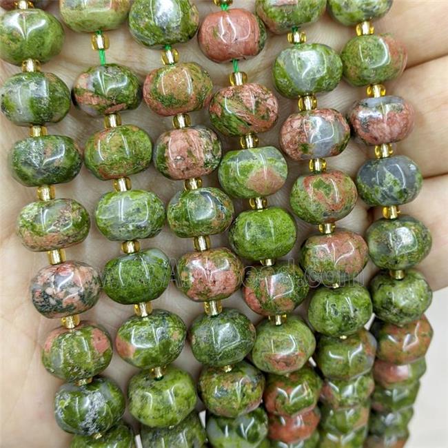 Natural Unakite Pumpkin Beads Green Lantern