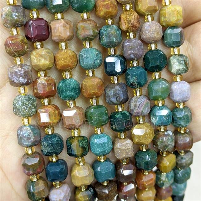 Natural Ocean Agate Cube Beads Faceted
