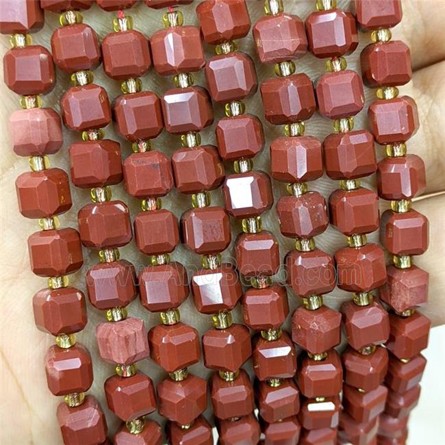 Natural Red Jasper Beads Faceted Cube