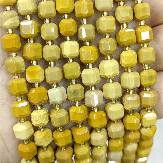 Natural Yellow Mookaite Beads Faceted Cube