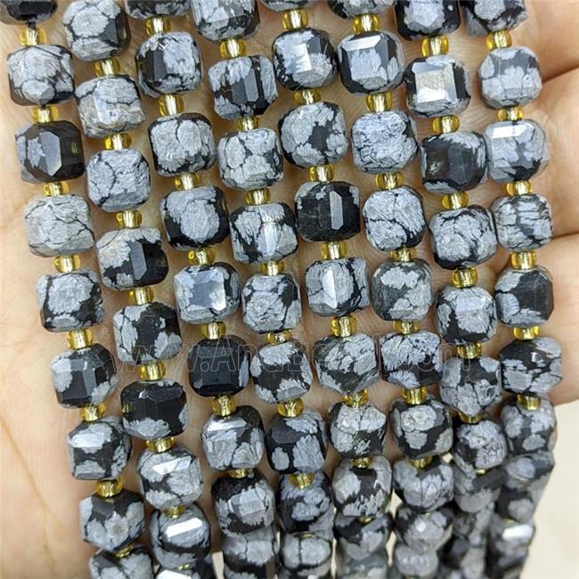 Natural Snowflake Jasper Beads Faceted Cube