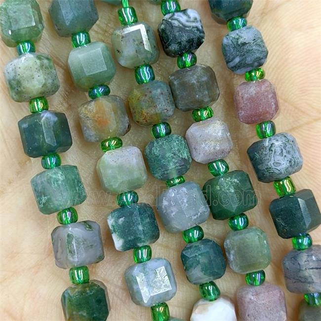 Natural Indian Agate Beads Faceted Cube