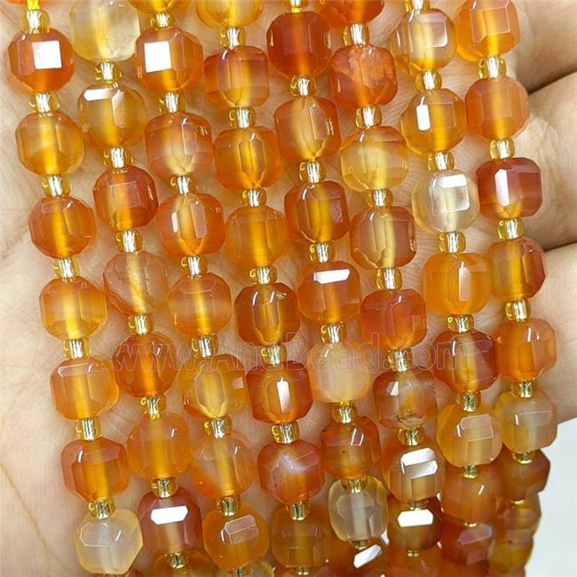 Natural Agate Beads Red Dye Faceted Cube