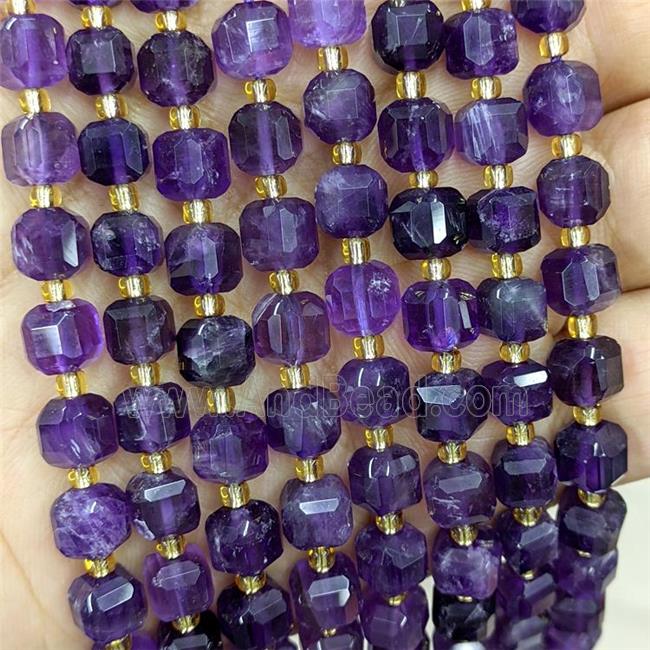 Natural Purple Amethyst Beads Faceted Cube