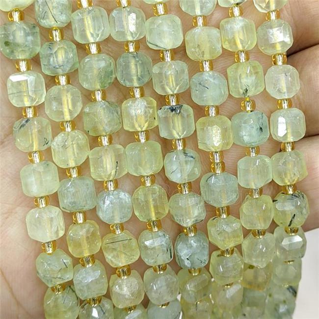 Natural Green Prehnite Beads Faceted Cube