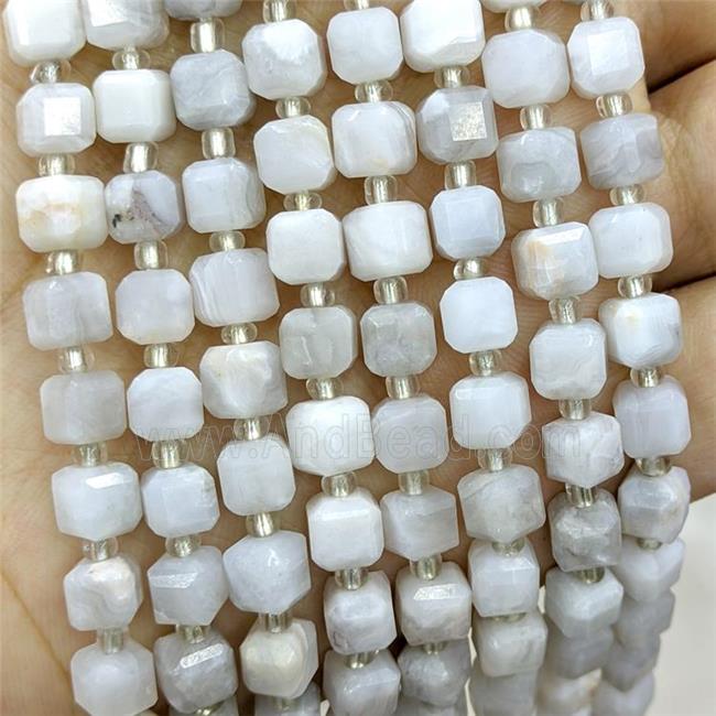 Natural White Crazy Lace Agate Beads Faceted Cube