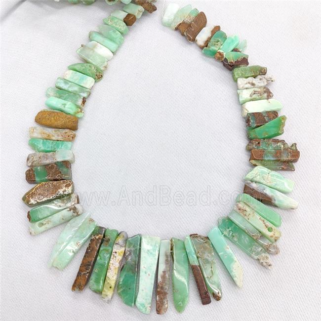 Natural Australian Chrysoprase Stick Beads Graduated Green