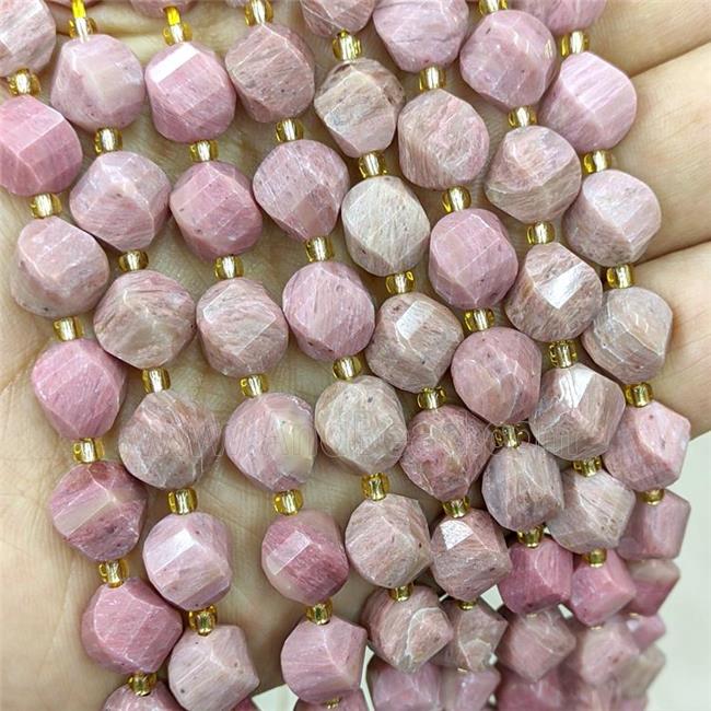 Natural Pink Wood Lace Jasper Twist Beads S-Shape Faceted