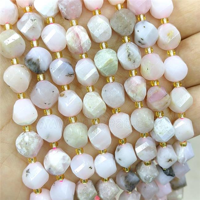 Natural Pink Opal Twist Beads S-Shape Faceted