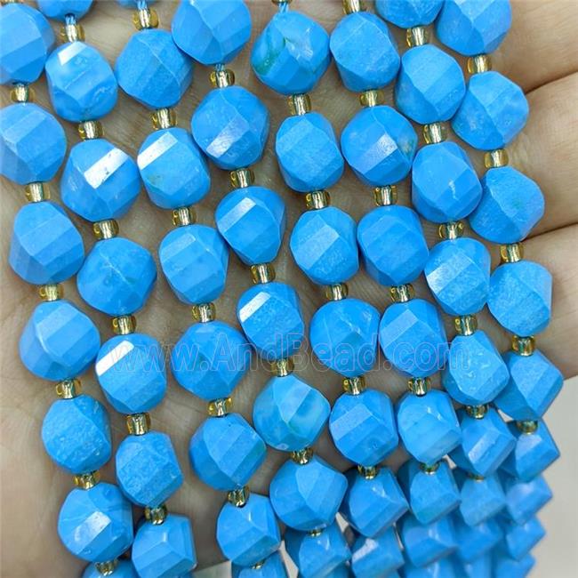 Magnesite Turquoise Twist Beads S-Shape Faceted Blue Dye
