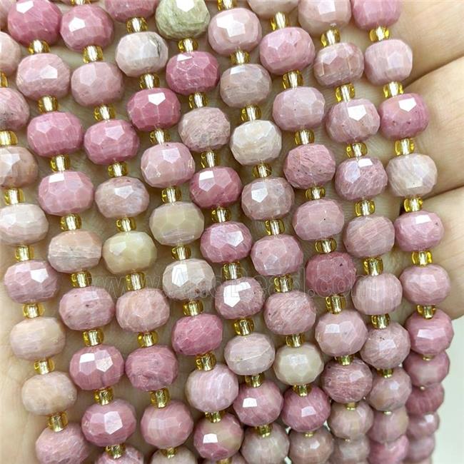Natural Pink Wood Lace Jasper Beads Faceted Rondelle