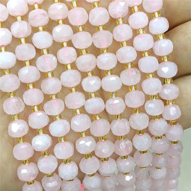 Natural Pink Rose Quartz Beads Faceted Rondelle