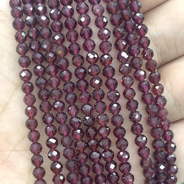 Natural Garnet Beads Red Tiny Faceted Round