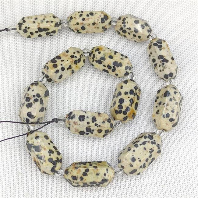 Natural Black Dalmatian Jasper Bullet Beads Prism