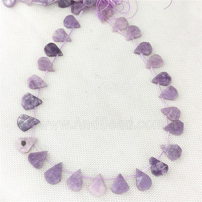 Purple Lepidolite Teardrop Beads Topdrilled