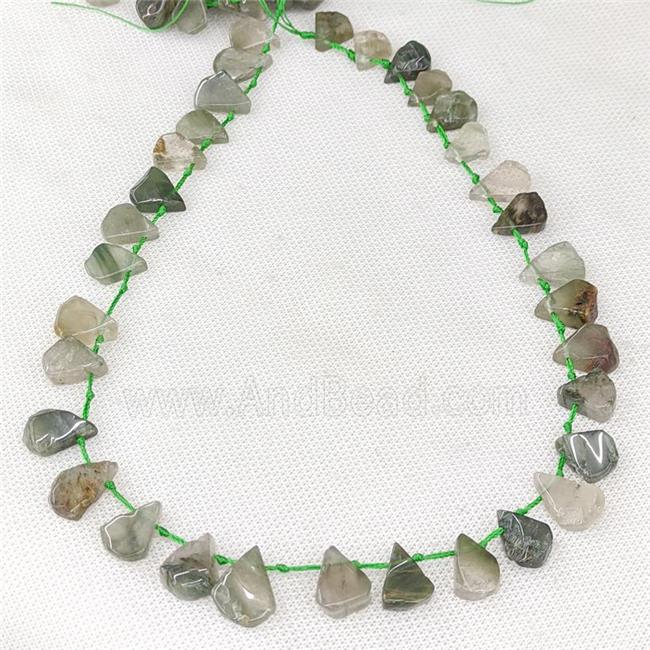 Green Rutilated Quartz Beads Teardrop Topdrilled