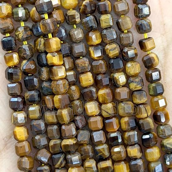 Natural Tiger Eye Stone Beads Faceted Cube