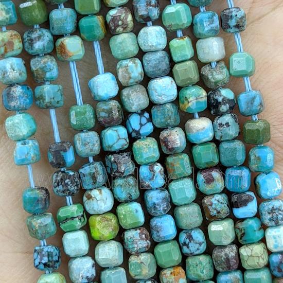 Natural Chinese Hubei Turquoise Beads Teal Faceted Cube