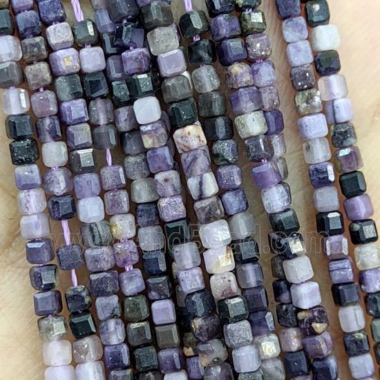 Natural Purple Jasper Beads Faceted Cube