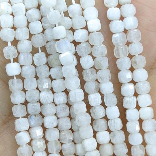 Natural White Moonstone Beads B-Grade Faceted Cube