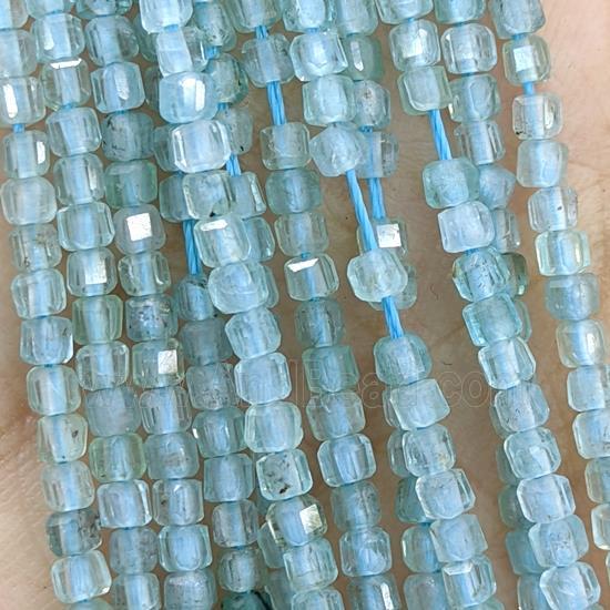 Natural Apatite Beads Blue Faceted Cube