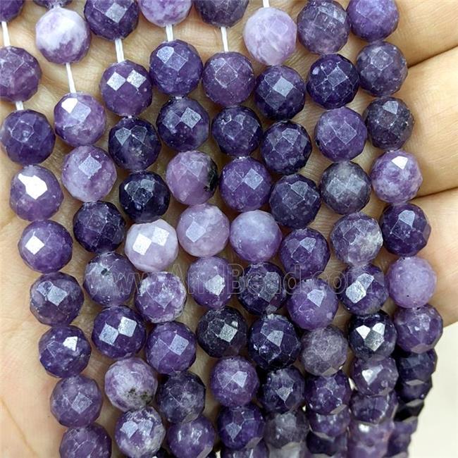 Natural Lepidolite Beads Purple Dye Faceted Round