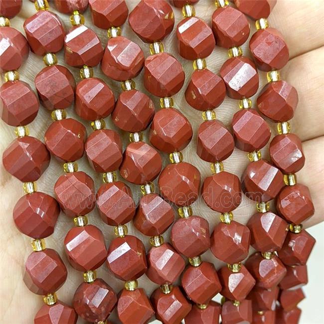 Natural Red Jasper Twist Beads S-Shape Faceted