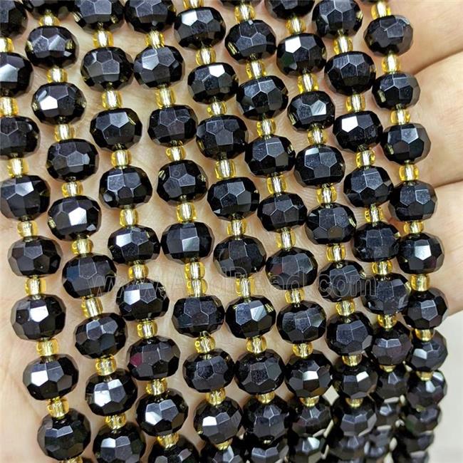 Black Onyx Agate Beads Faceted Rondelle