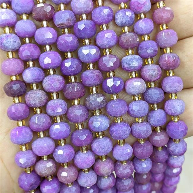 Natural Lepidolite Beads Purple Dye Faceted Rondelle