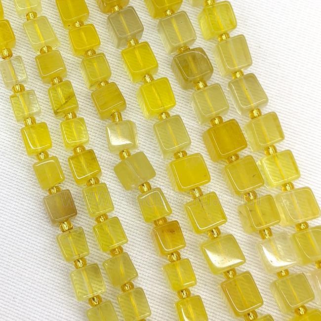 Natural Yellow Fluorite Cube Beads