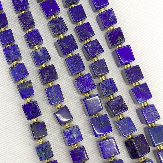 Natural Lapis Lazuli Beads Blue Cube