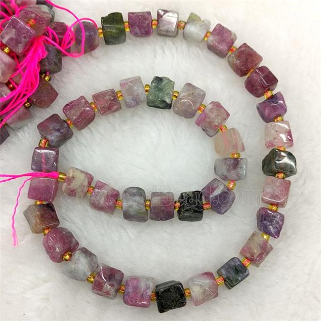 Natural Pink Tourmaline Beads Cube