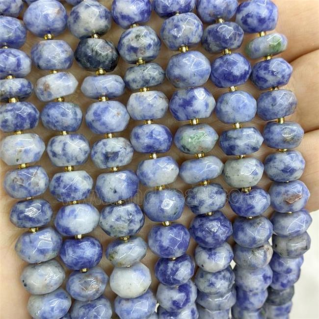 Natural Blue Dalmatian Jasper Beads Faceted Rondelle
