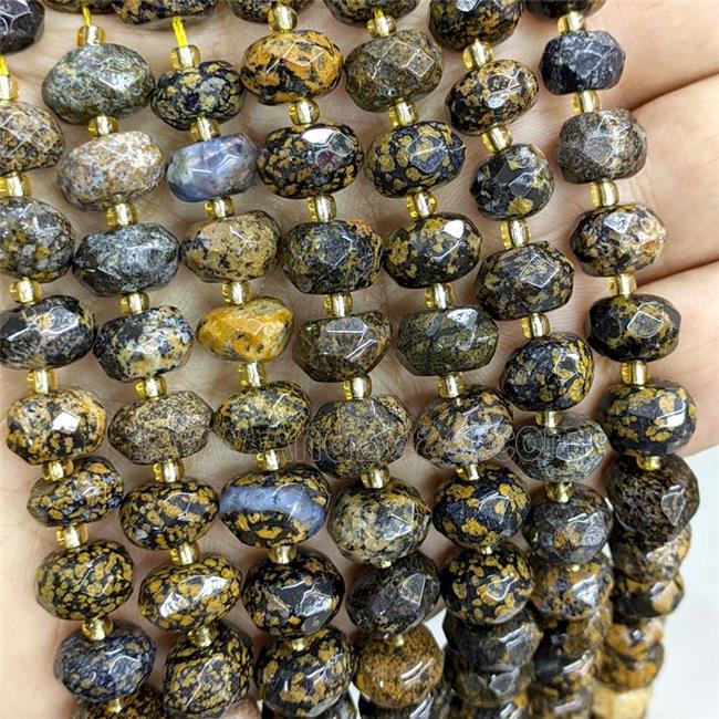 Natural Yellow Snowflake Jasper Beads Faceted Rondelle