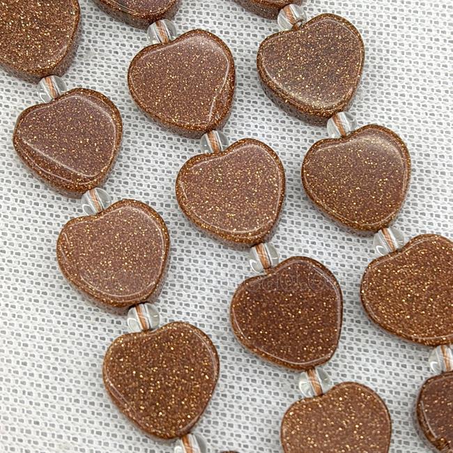 Gold Sandstone Heart Beads