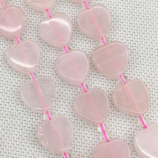 Natural Pink Rose Quartz Heart Beads