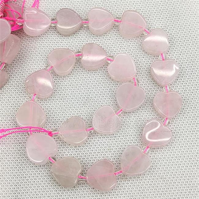 Natural Pink Rose Quartz Heart Beads