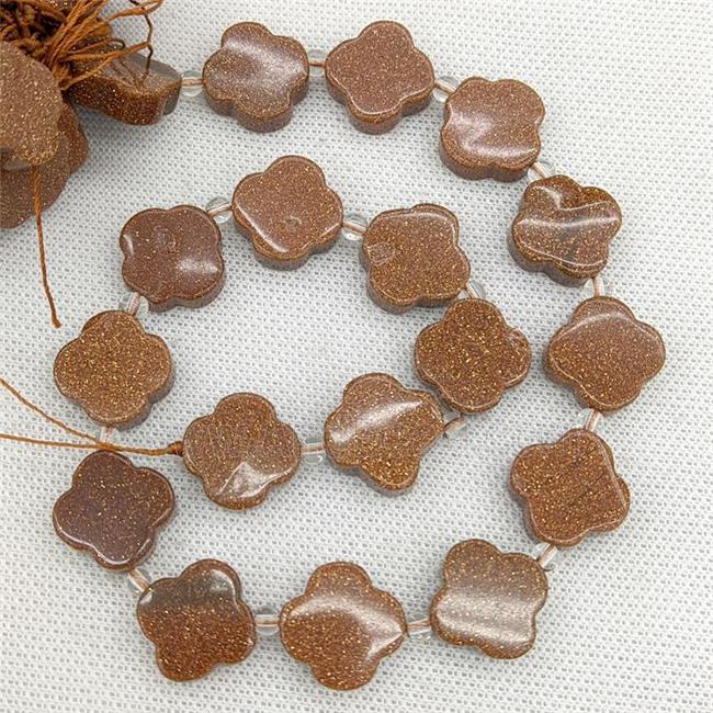 Gold Sandstone Clover Beads