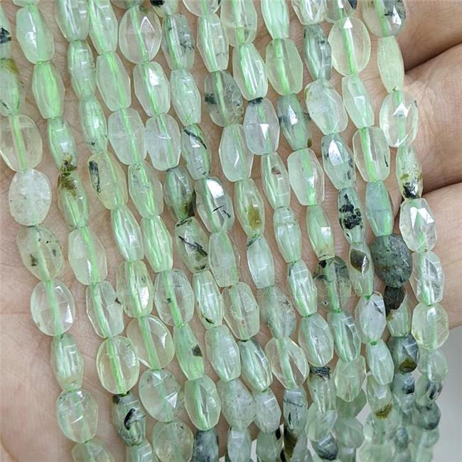 Natural Green Prehnite Beads Faceted Oval
