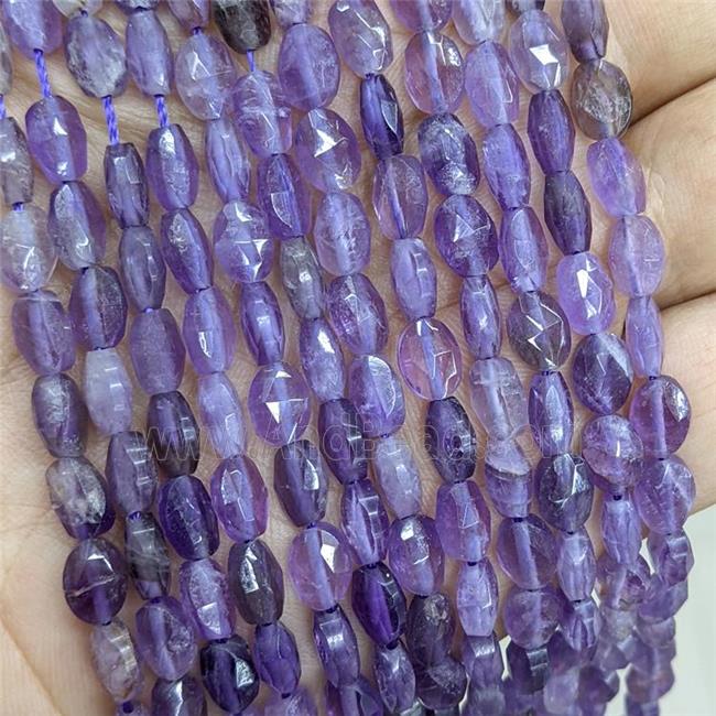 Natural Purple Amethyst Beads Faceted Oval