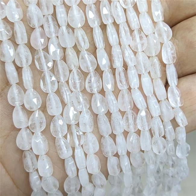 Natural Clear Quartz Teardrop Beads Faceted