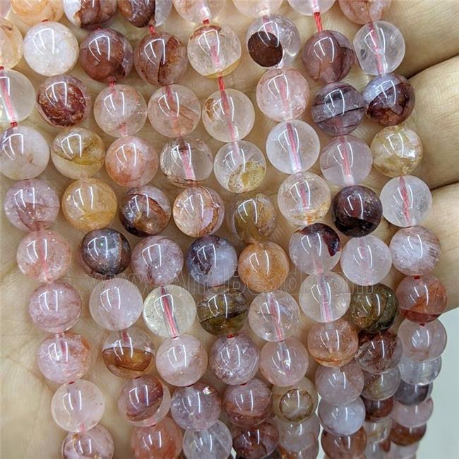 Natural Red Hematoid Quartz Beads Smooth Round