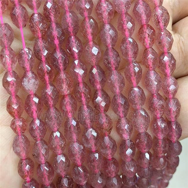 Natural Pink Strawberry Quartz Beads Faceted Rice
