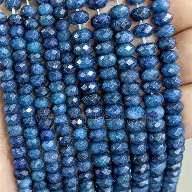 Natural Apatite Rondelle Beads Blue Dye Faceted