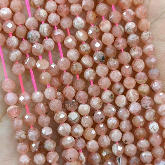 Natural Argentina Rhodochrosite Beads Pink Faceted Round Tiny
