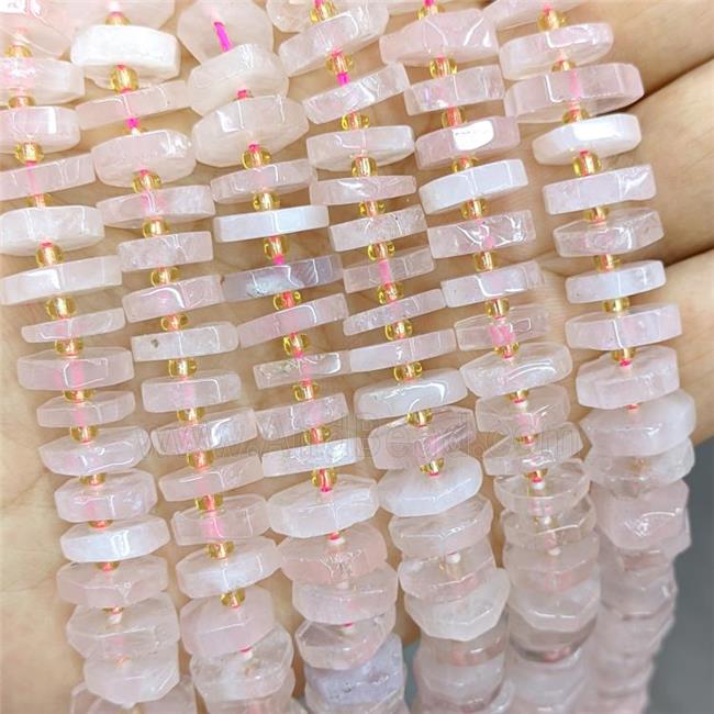 Natural Pink Rose Quartz Heishi Spacer Beads
