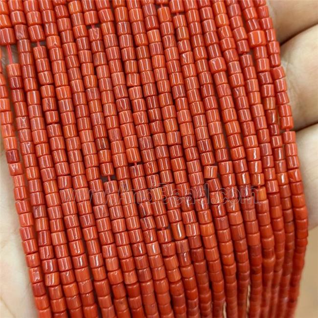 Natural Coral Tube Beads Orange Dye